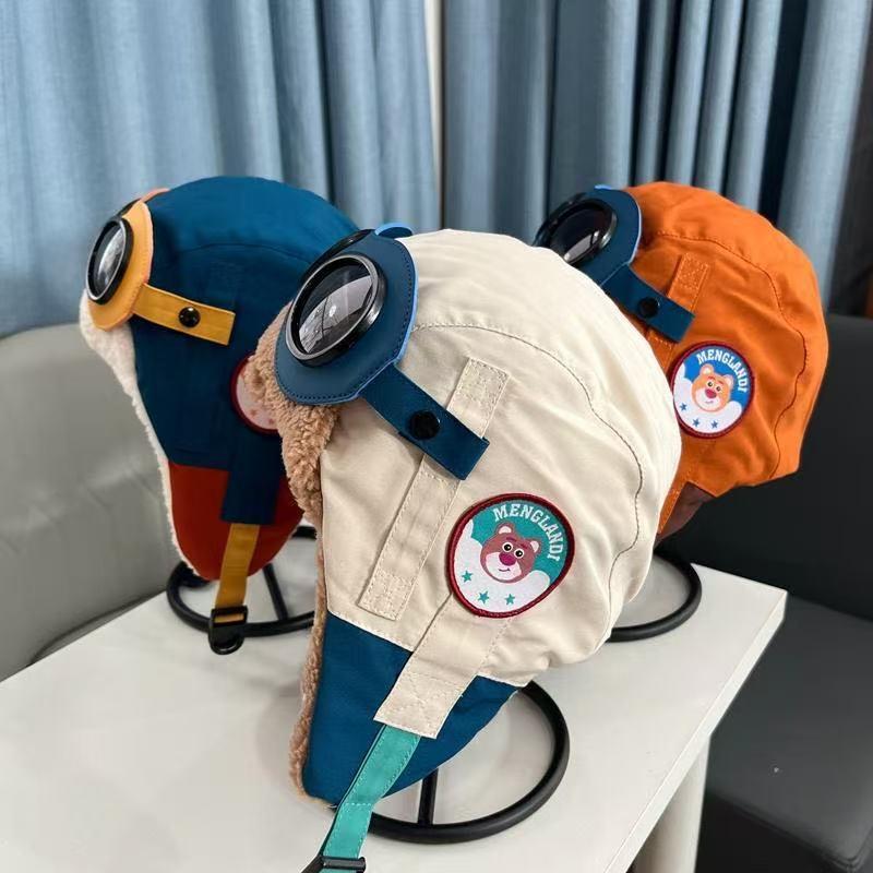 Chapeau d'aviateur pour enfants, chaud, coupe-vent et protégeant les oreilles pour les activités de plein air en hiver, doublé de polaire pour plus de chaleur.