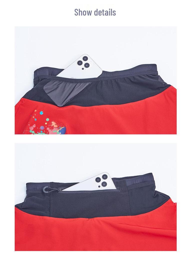 Women's Quick-Dry Splatter Print Skirt with Pockets and Lining