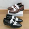 Men Black Loafers Leather Shoes Formal Business Shoes Wedding Dress Prom Brogue Mosaic Contrast Shoes Over Sized