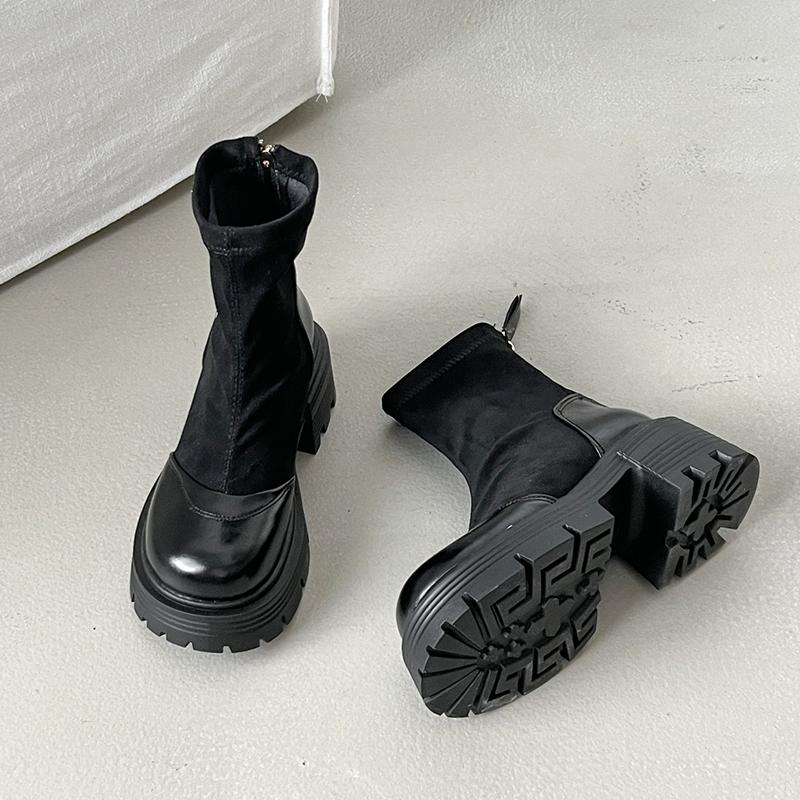 Women'S Ankle Boots Flats Platform Suede Sport Shoes  Fashion Goth Winter Boots New Trend Walking Dress Chelsea Ladies Boots