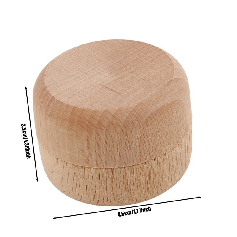 1Pc Portable Vintage Round Wooden Jewelry Storage Box Ring Earrings Container Storage Case