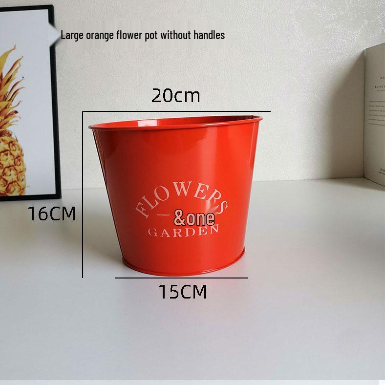 Tin Flower Pot with Hemp Rope Succulent Holder - European Pastoral Wrought Iron Bucket