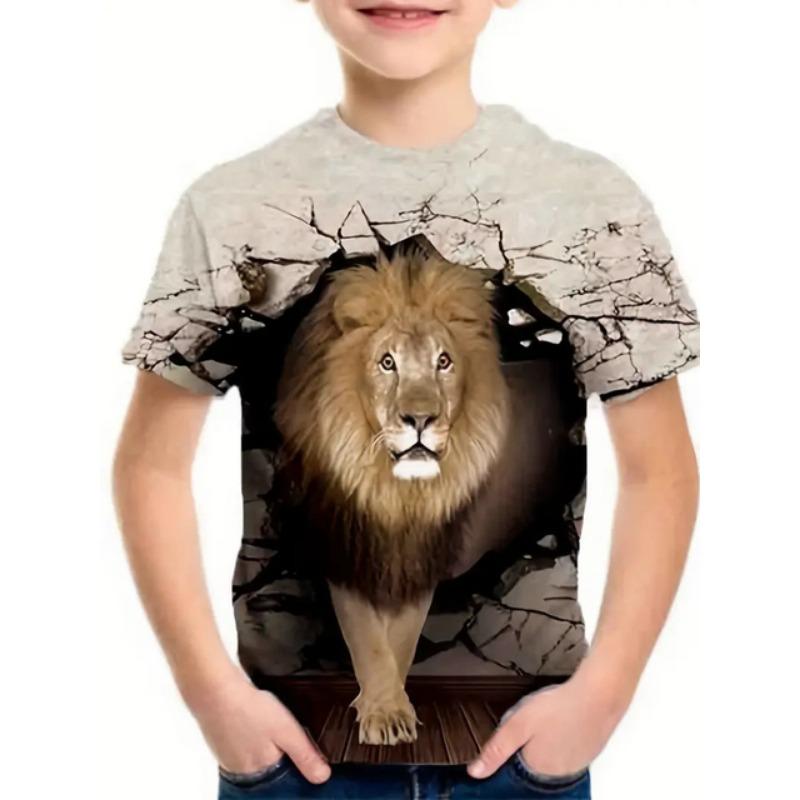 2024 Retro Bear 3d Print Top Tee Shirt Fashion T Shirt Animal Kids Boy Clothes Anime Short Sleeve Casual Children's Clothing