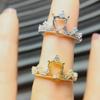 Adjustable Heart-Shaped 6x6mm S925 Silver Ring In White & Gold Colors