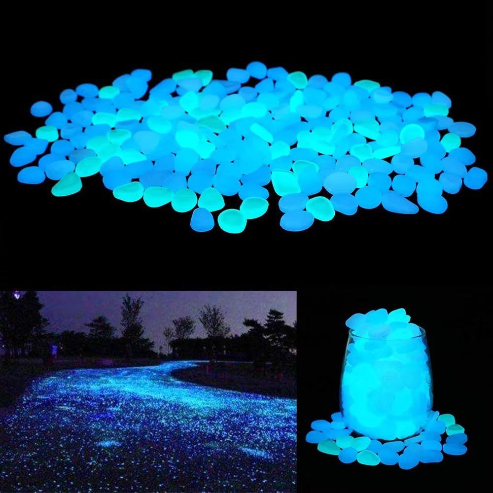 500Pcs Glow Fish Tank Luminous Stones Colorful Flowerpot Decorative Stone Garden Pebble  Night