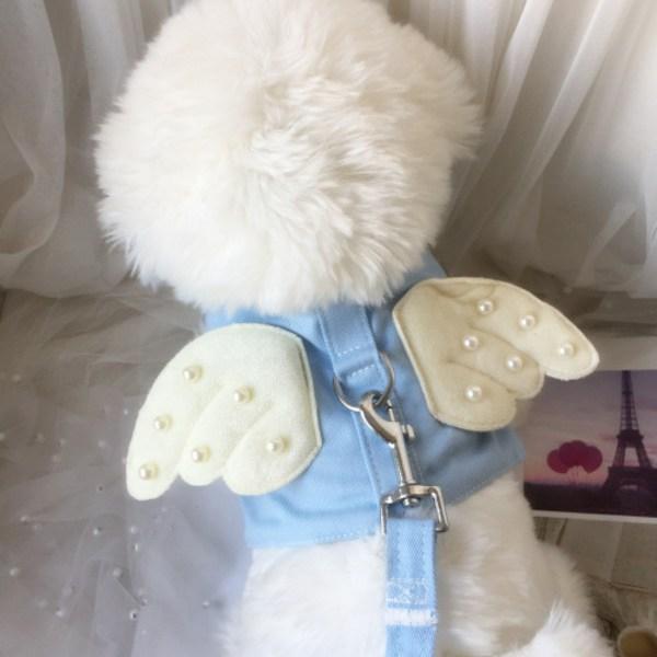 Bokja Nailsang Hundegeschirr Bändchengeschirr Flügelgeschirr Set Führleine Flügelgeschirr blau 1 Set