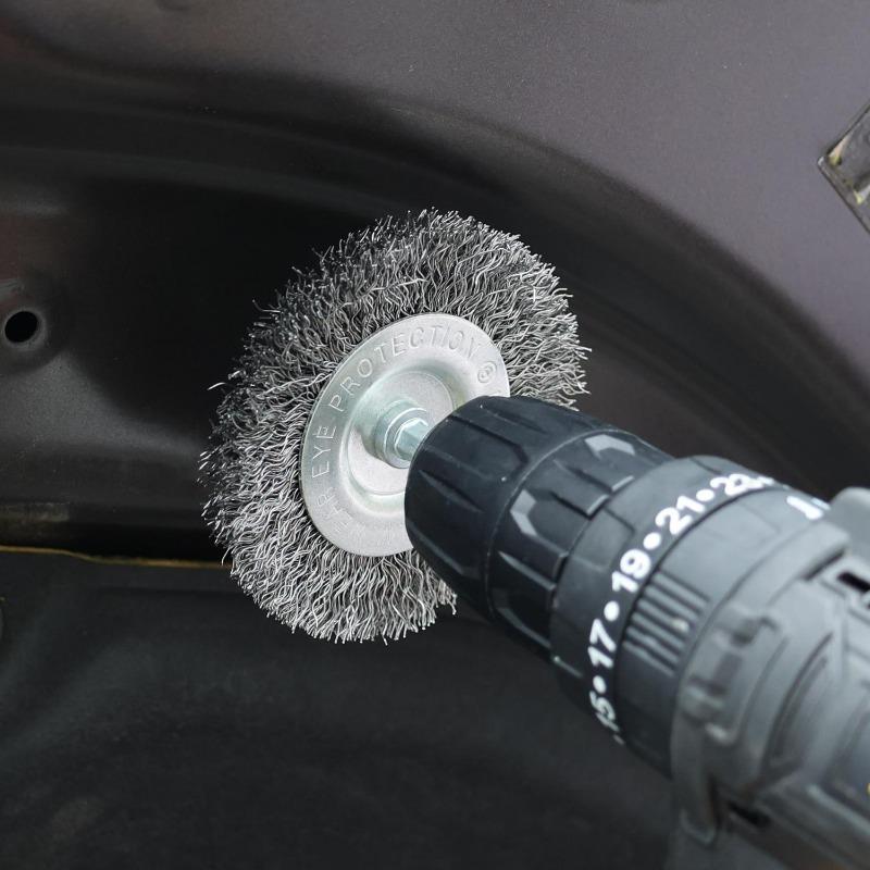10styles Steel Wire Brush Wheel Cup Brush Metal Polishing Rotary Cleaning Rust Corrosion Rust Removal Edge Grinding Deburring