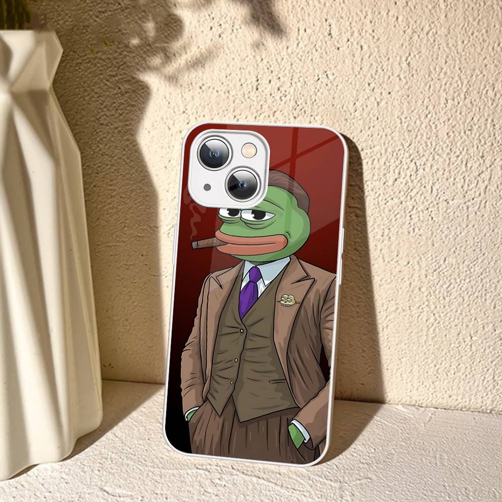 P-Pepes The Frog Face Cartoon Tempered Glass For Iphone 14 13 12 11 Pro Mini XS MAX 14Plus X XS XR Fundas