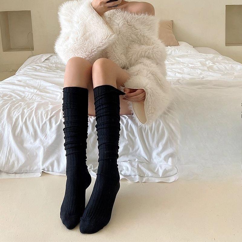 White Vertical Stripe Skinny Boot Insoles Japanese Fashion Knee High Shoe Pads Ladies Daily Wear