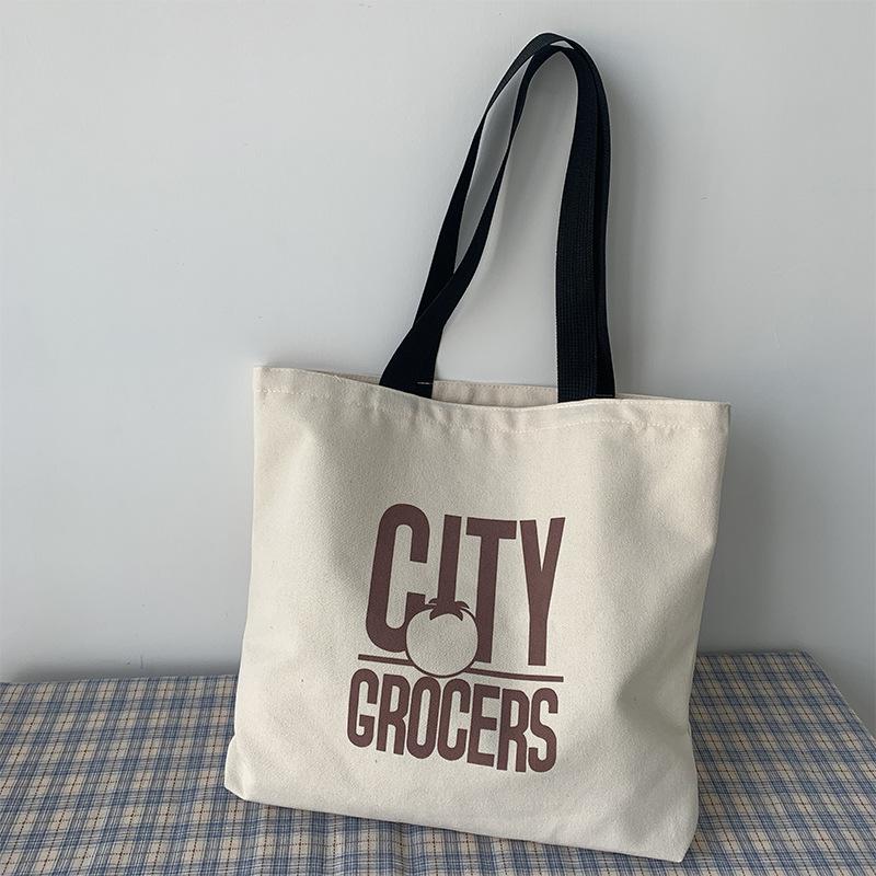 Large Capacity Canvas Bag Shoulder Simple Letter Bag