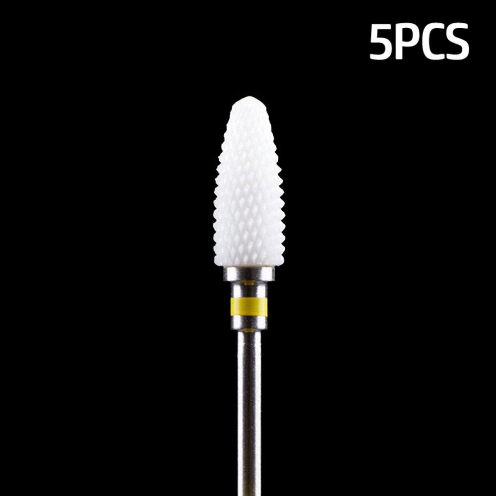5pcs Milling Cutter For Manicure Set Ceramic Nail Drill Bit Mill Manicure Machine Pedicure Tools for Removing Gel File 3/32 Inch
