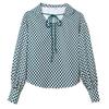 Women Blouses Shirts 2025 Spring Long Sleeve Women Blouse Shirt O-Neck Plaid Chiffon Blouse Shirt Women Tops J585