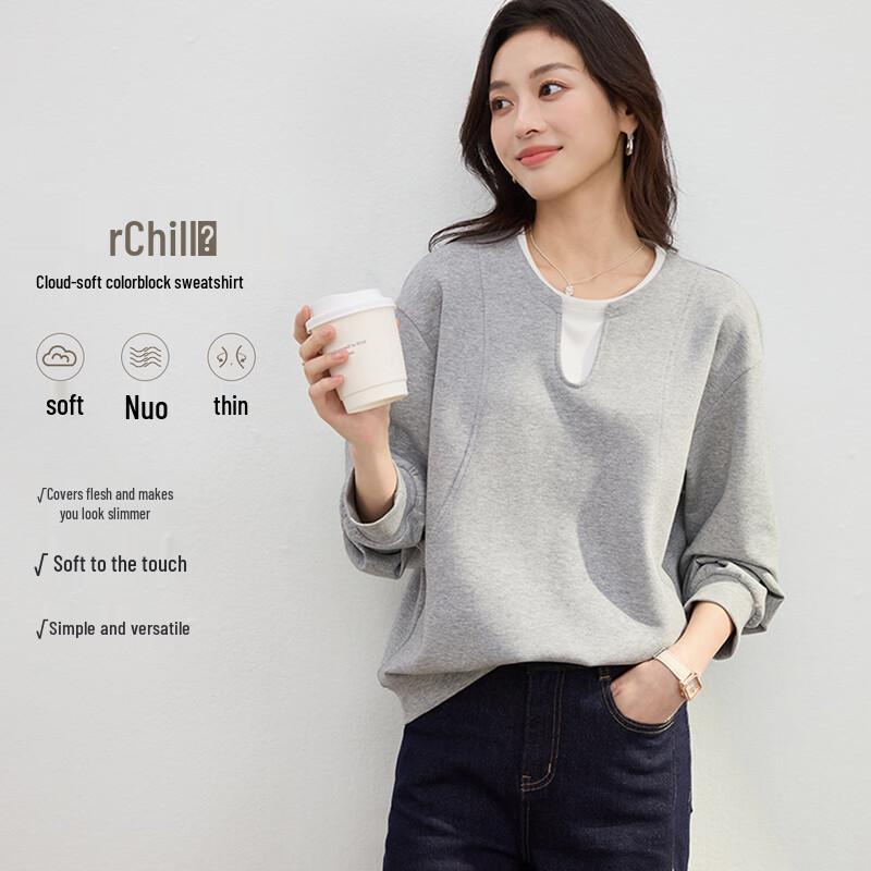 

Handu Yishe Women s Colorblock Faux Two-Piece Long Sleeve Top M