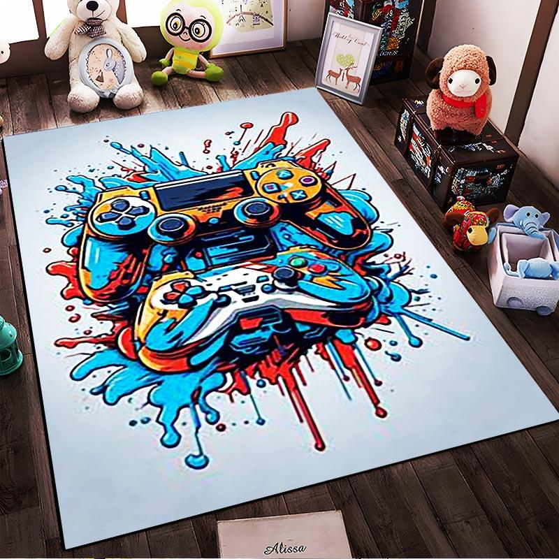 "Colorful Gaming Controller Art Carpet for Living Room Decoration" Suitable for use as an anti-slip for living room bedroom sofas