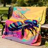 1pc Bee Art Print Throw Blanket Polyester Fiber, Lightweight Flannel, Soft & Warm, All Season Use for Outdoor, Camping Digital Print