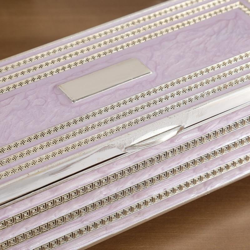 Long Rectangle Enamel Jewelry Box With Rhinestones Feet Luxury Desktop Decor Craft