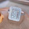 Fashionable, simple, light luxury temperament, square zircon ring for women