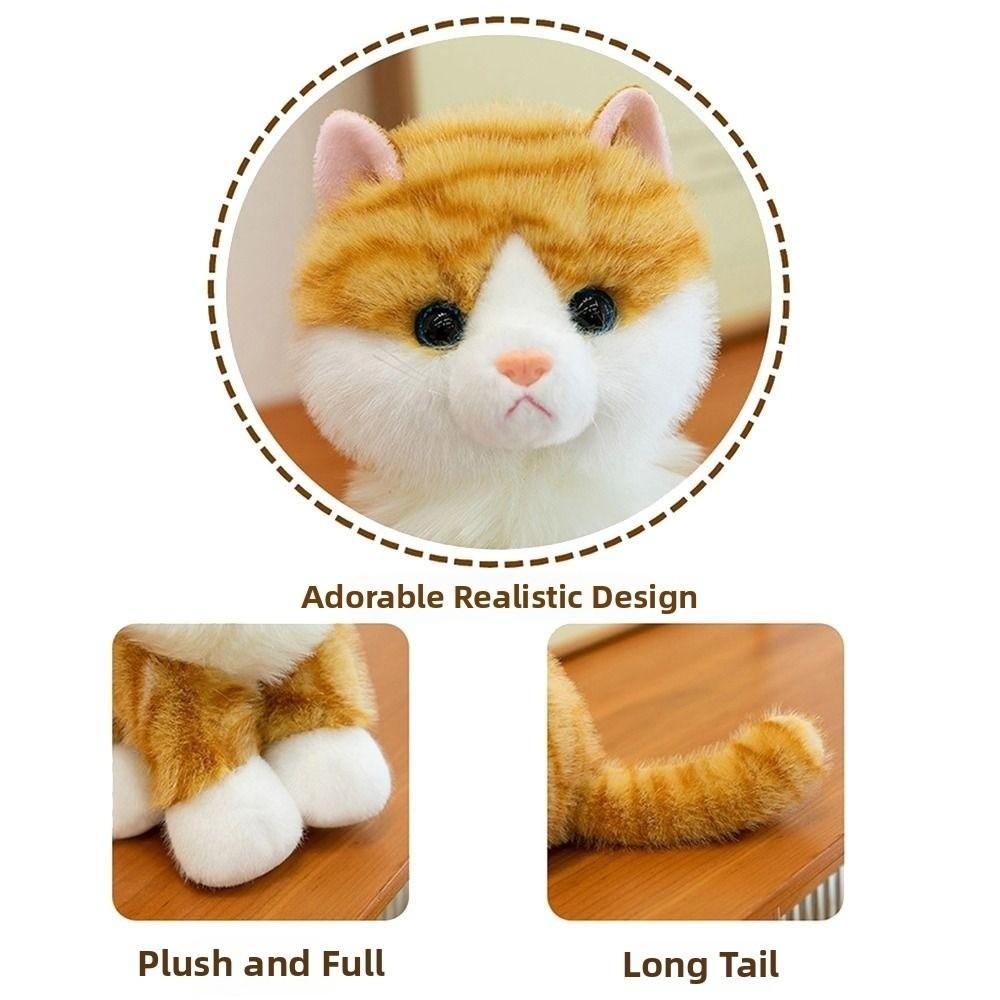 Soft Plush Fluffy Plush Cat Toy Cotton Simulated Cat Plushie  Home Decoration
