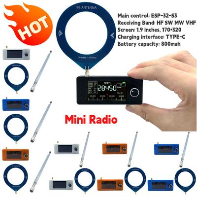 SI4732 1.9inch IPS Screen LSB USB AM FM FM Radio with Antenna 0.5-108mhz Mini All Band Pocket Radio HF SW MW VHF Radio Receiver