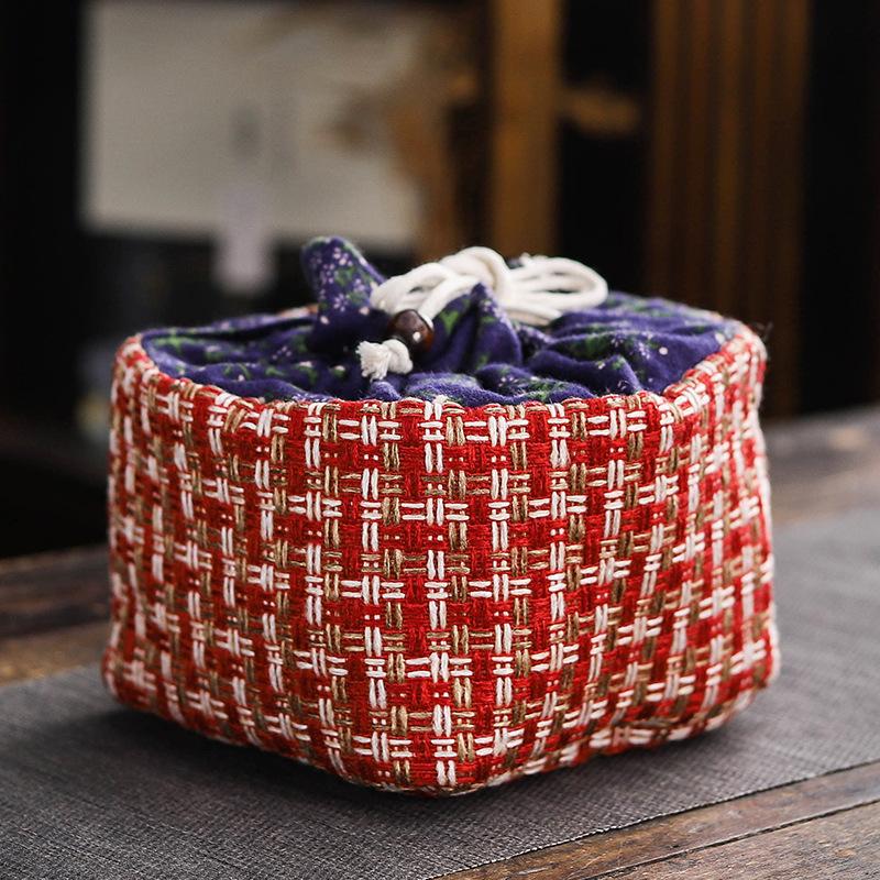 Portable Ceramics Storage Drawstring Pouches Stationery Jewellery Drop-proof Organiser Cloth Bag Travel Teaware Set Storage Bags