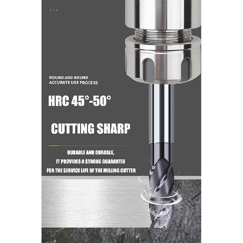 CNC End Mill Set, Carbide Tungsten Steel 4 Fultes Milling Cutter, Router Bits Rotary Bits Tool Straight Shank 2-12mm 8pcs