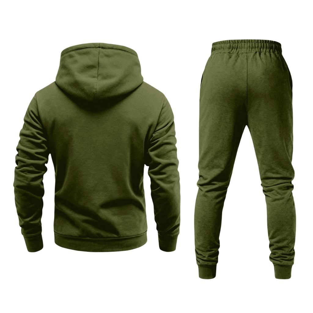 Men's 2 Piece Hoodie Jacket and Cargo Pants Set Casual Athletic Track Suit with Elastic Waist Multi-Pocket Jogger Pants