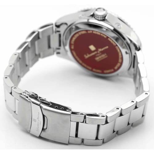 Salvatore Marra Men's Watch, Radio-Controlled Solar Watch, Unidirectional Rotating Bezel, 10 ATM Water Resistance, Italian Brand, Silver and Black, SM