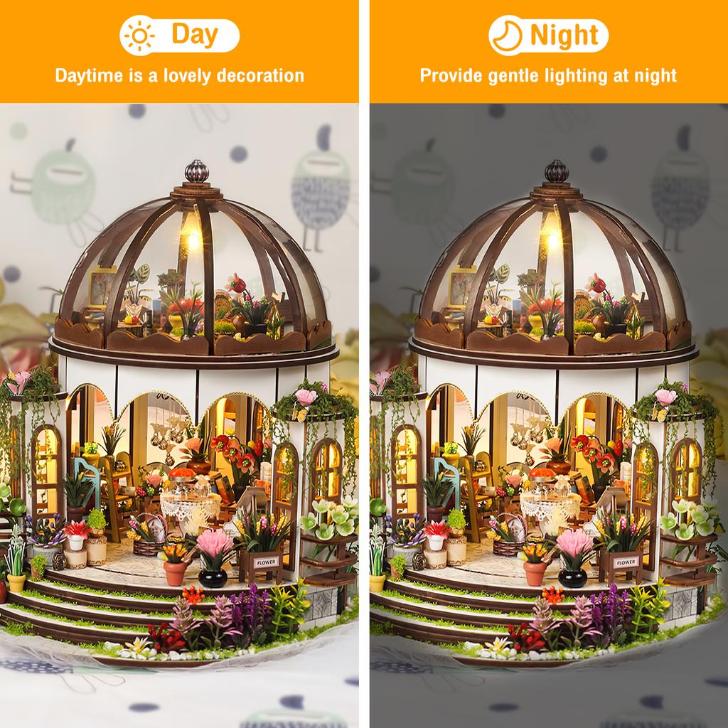 3D DIY Doll House Wooden Case Miniature Furniture Dollhouse Kit Handmade Miniature House with LED Light Children Birthday Gifts