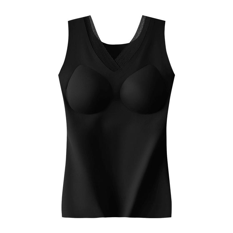 

Теплый жилет с куркумином, генерирующий тепло, для женщин, большой размер, бесшовная рубашка на подтяжках на осень/зиму 3XL чёрный