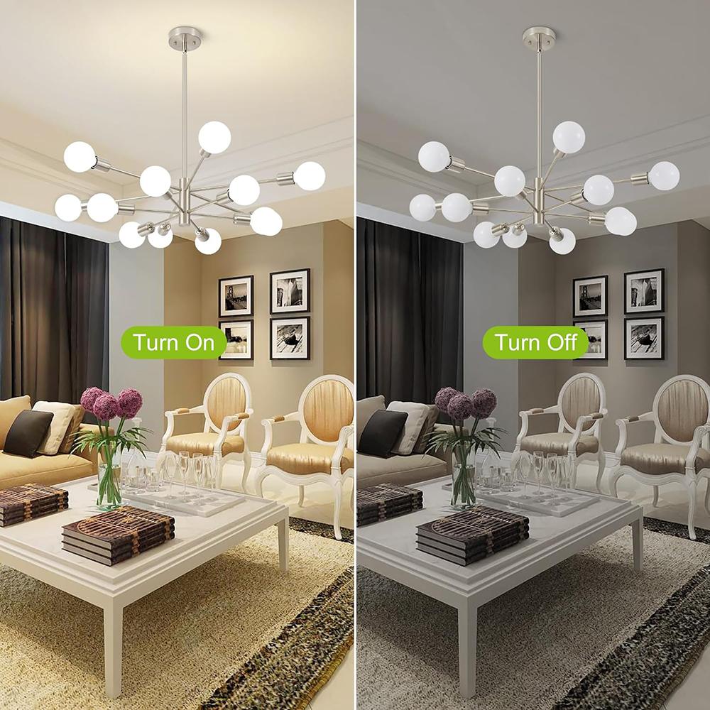 Modern Sputnik Chandeliers Light, 12-Light Chrome Chandeliers for Dining Room, Height Adjustable Ceiling Lights Farmhouse Chandelier for Kitchen