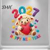 New Year of Sheep Decorations Chinese Window Stickers, 2027 Goat Static Clings, Cute Easy Installation Stickers Crochet Knit Decals, Reusable