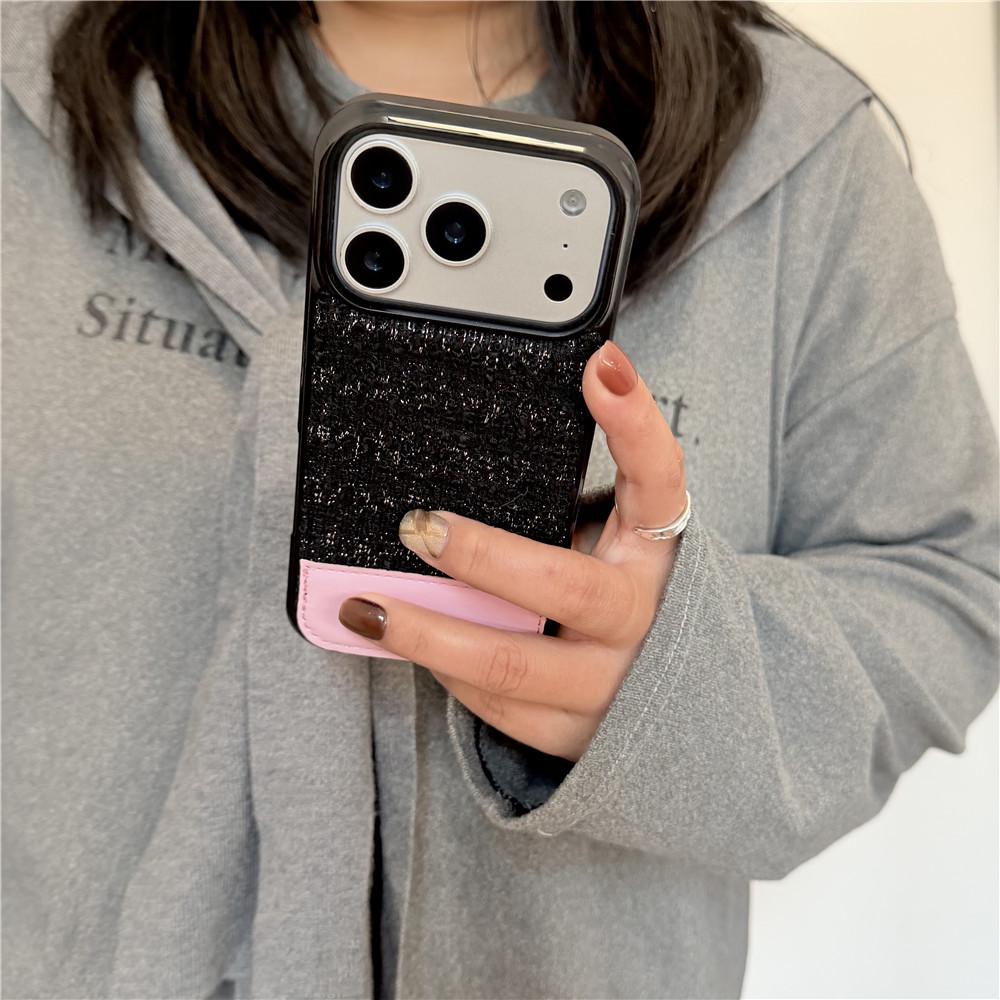 

Winter Fragrance Style Black & Pink iPhone 13/14/15/16/17 Case - Korean Velvet Niche Design 17promax