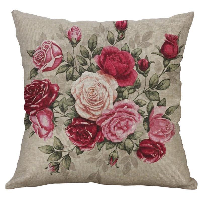 Vintage Flower Cotton Linen Cushion Cover Soft Decorative Pillow Case For Home Comfort