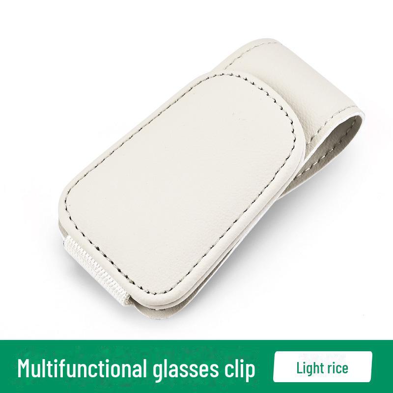 Leather Car Sun Visor Sunglasses & Card Holder with Coin Clip