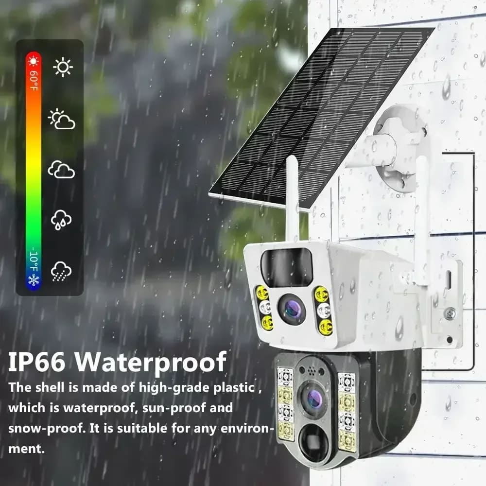 8MP 4K HD Solar IP Camera Wifi 4G Sim Dual Lens Outdoor PIR Human Detection CCTV Camera Low Powered V380pro Smart Security IP Cameras