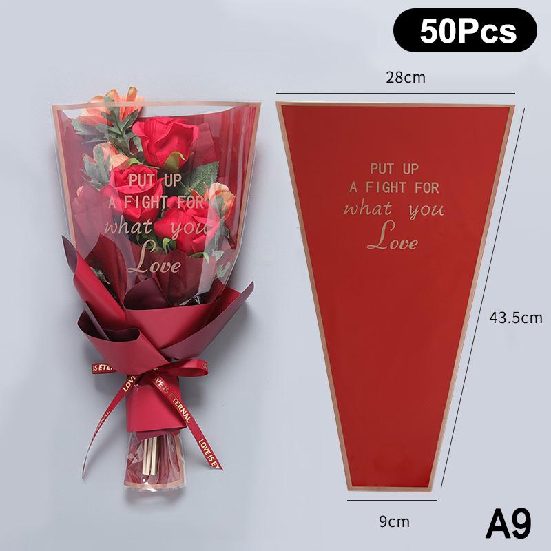20/30/50Pcs Colorful Flower Wrappers Transparent Bag For Bouquet Flower Wrapper Waterproof Diy Gift Flower Decoration
