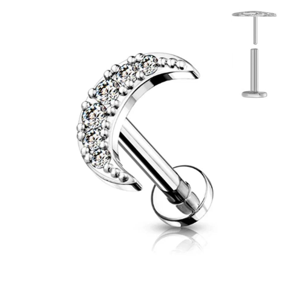 ASTM F136 G23 Titanium Leaf Branch Push In Threadless Labret Piercing 16/18/20G Earring Stud Cartilage Body Jewelry