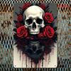 Metal Gothic Skull Red Rose Tin Sign Wall Art Retro Home Bar Vintage Plaque Man Cave Garage Kitchen Decor