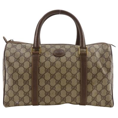 Old Gucci Handbag Vintage Mini Boston Brown GG Supreme Canvas Unisex Used