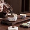 Portable Travel Tea Set, One Pot and Two Cups, Anti-scalding Hand-held Pot, Kuaike Wooden Cover Bowl, Simple Small Gift for Teacups