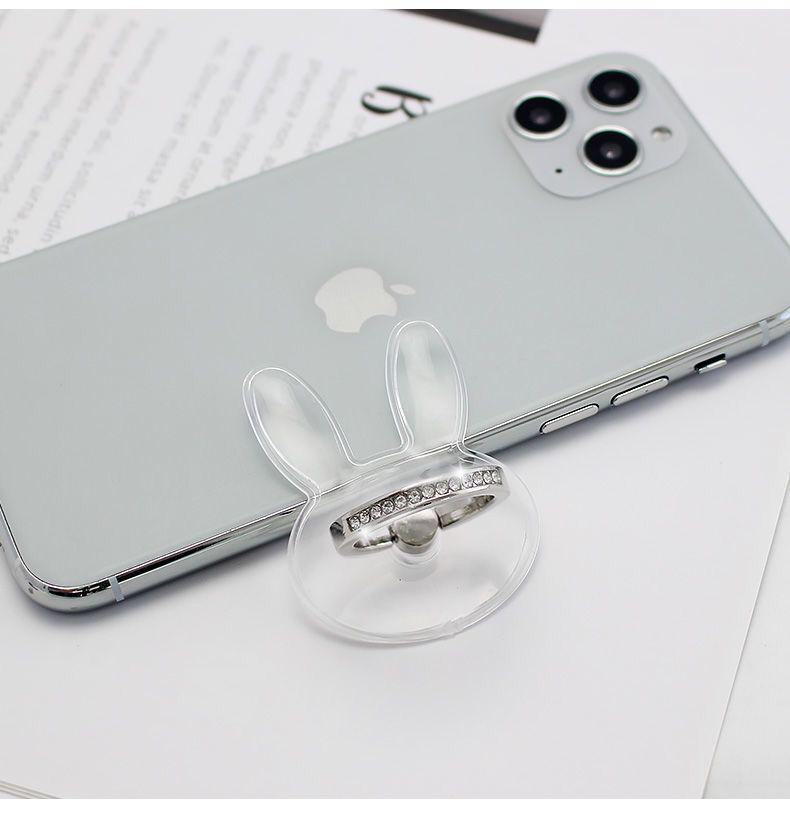 Diamond-Studded Transparent Phone Ring & Stand Holder