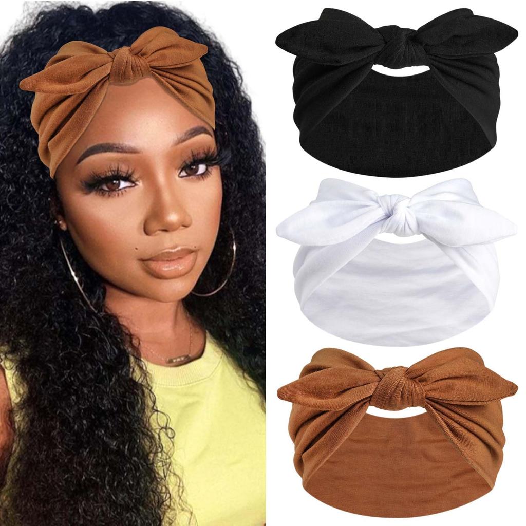 1/3 piezas Diadema con lazo para mujer, estilo bohemio, antideslizante, para fitness, yoga, para llevar a la cabeza, para actividades al aire libre, viajes y senderismo. Diadema elástica para envolver el cabello.