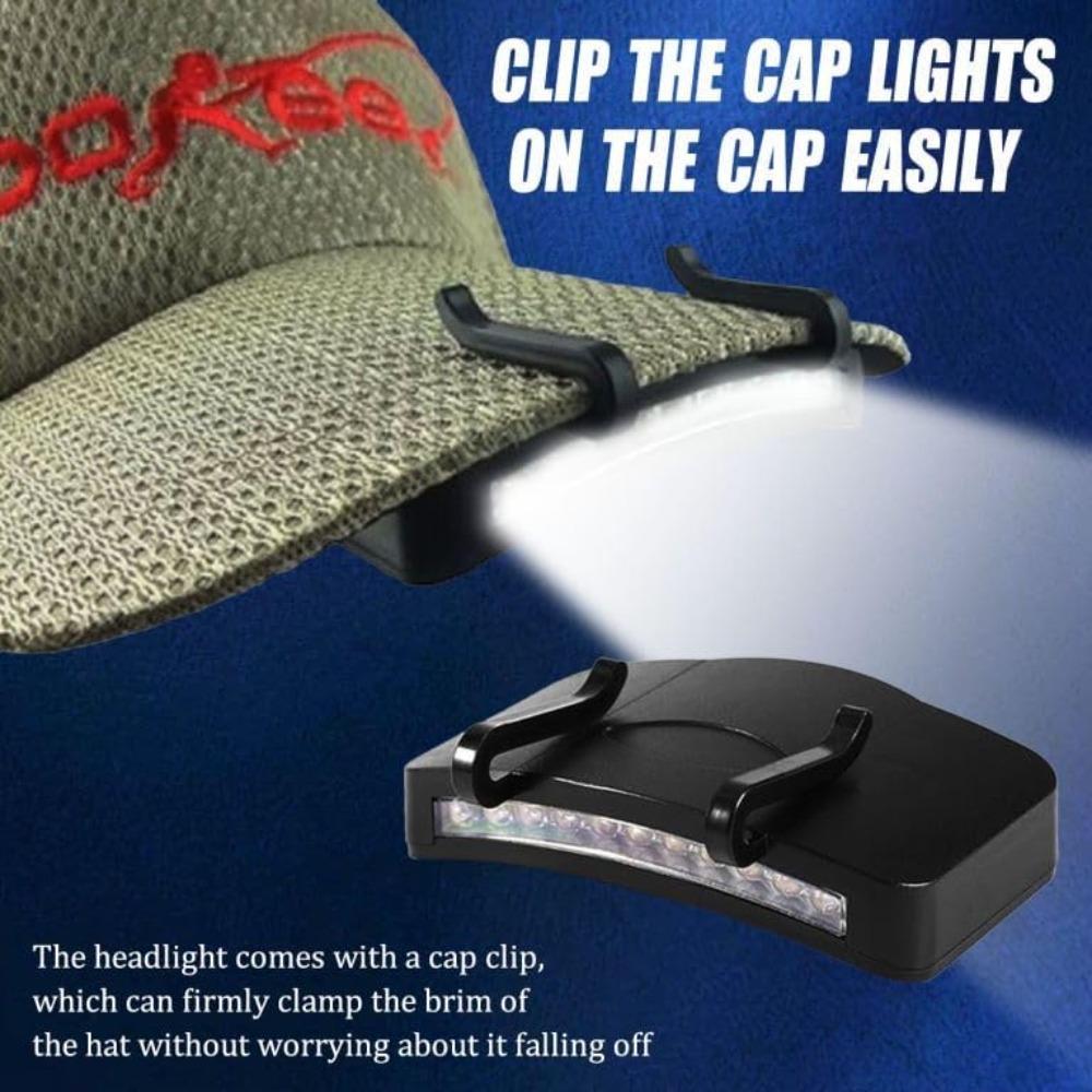 COB/ LED Clip on Cap Light Hat Light Battery Operated Light for Fishing Camping Running for Cycling Hiking and Outdoor Activities,Battery Not Included