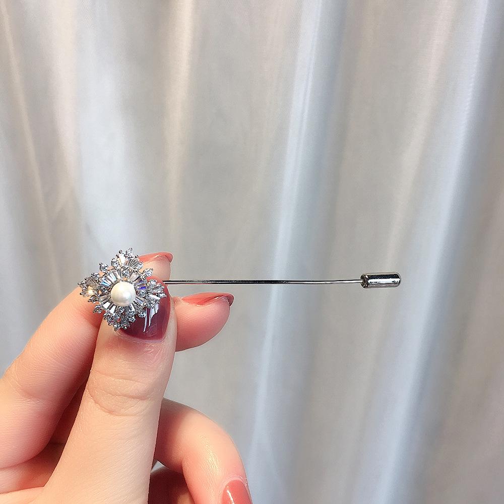 Bo Xin Yun Zirconia Brooch - Elegant Anti-Exposure Pin for Dresses