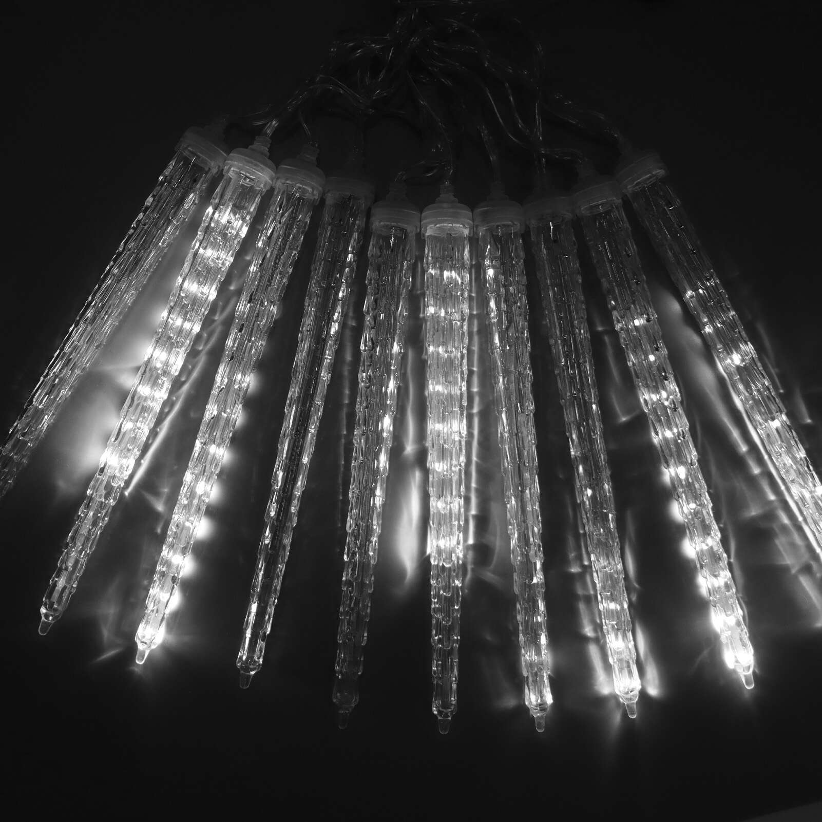 

4 Вт Метеоритный дождь Светильники 7 В 6,6 футов IP65 Водонепроницаемые пластиковые рождественские сосульки Светильники для свадебных окон white light