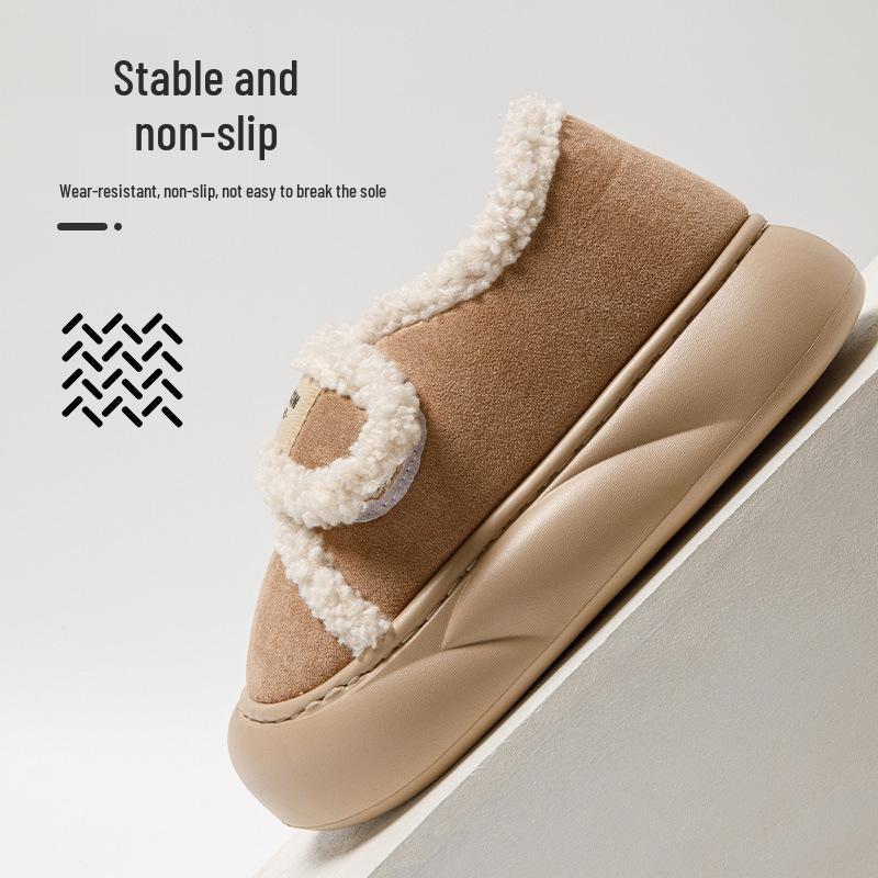Women's 2025 Indoor/Outdoor Plush Winter Slippers: Thick-Soled, Warm Cotton, Closed-Heel.