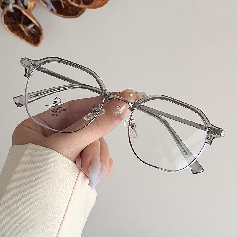 New Fashion Women'S Eyeglasses Frame  Material Semi-Rimless Eyeglass For Men Blue Light Blocking Man Glass