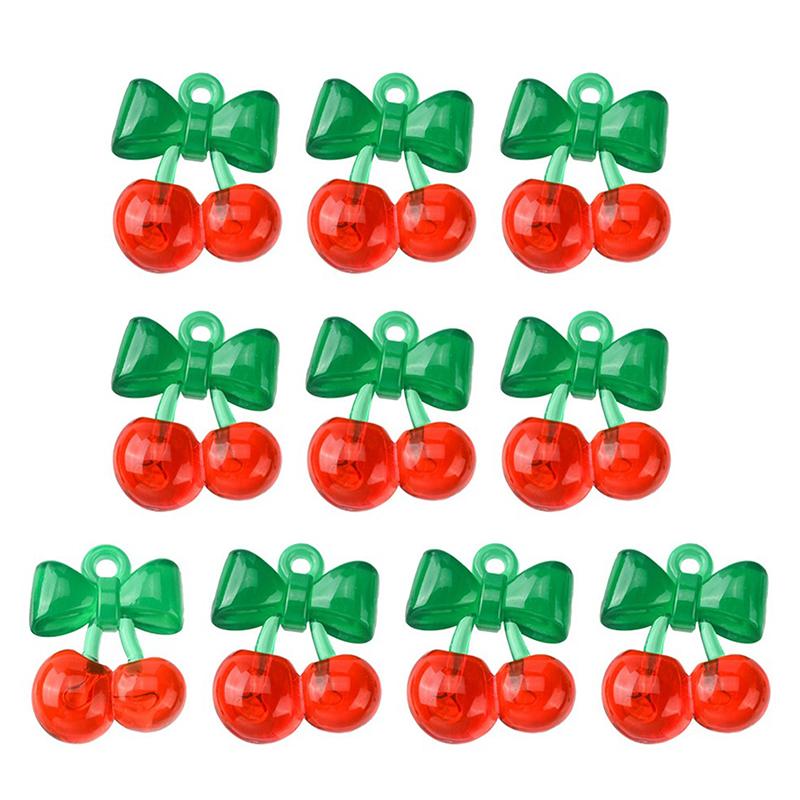 10 Stück Transparente Harz Rote Kirsche Erdbeere Anhänger Für Frauen Armband Halskette DIY Schmuckherstellungszubehör