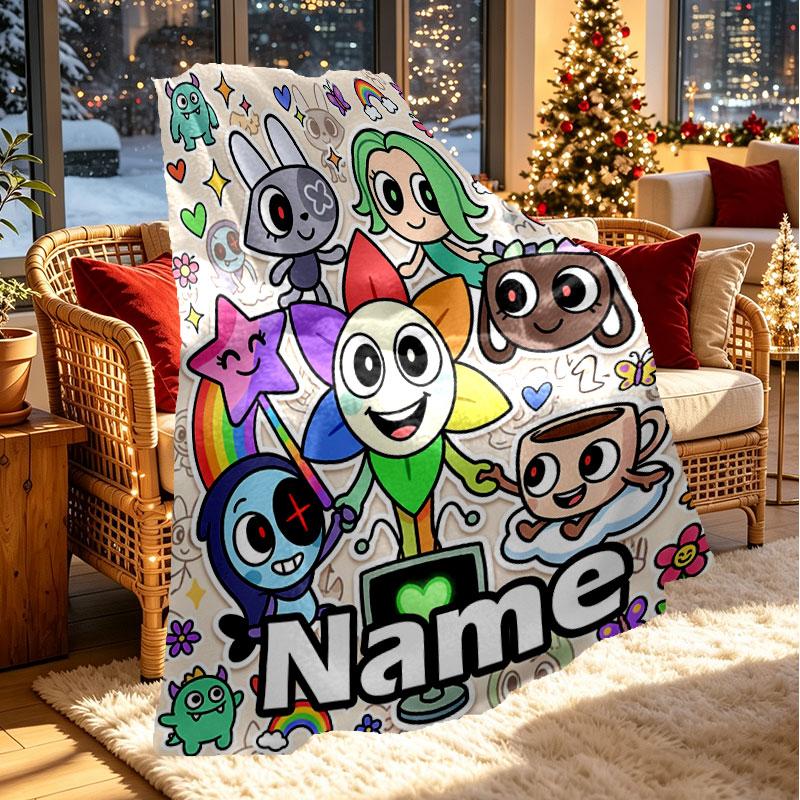 Coperta Personalizzata con Stampa Dandy's World, Decorazione per la Casa, Camera da Letto, Divano, Campeggio, Divano, Regali per Compleanno Natale
