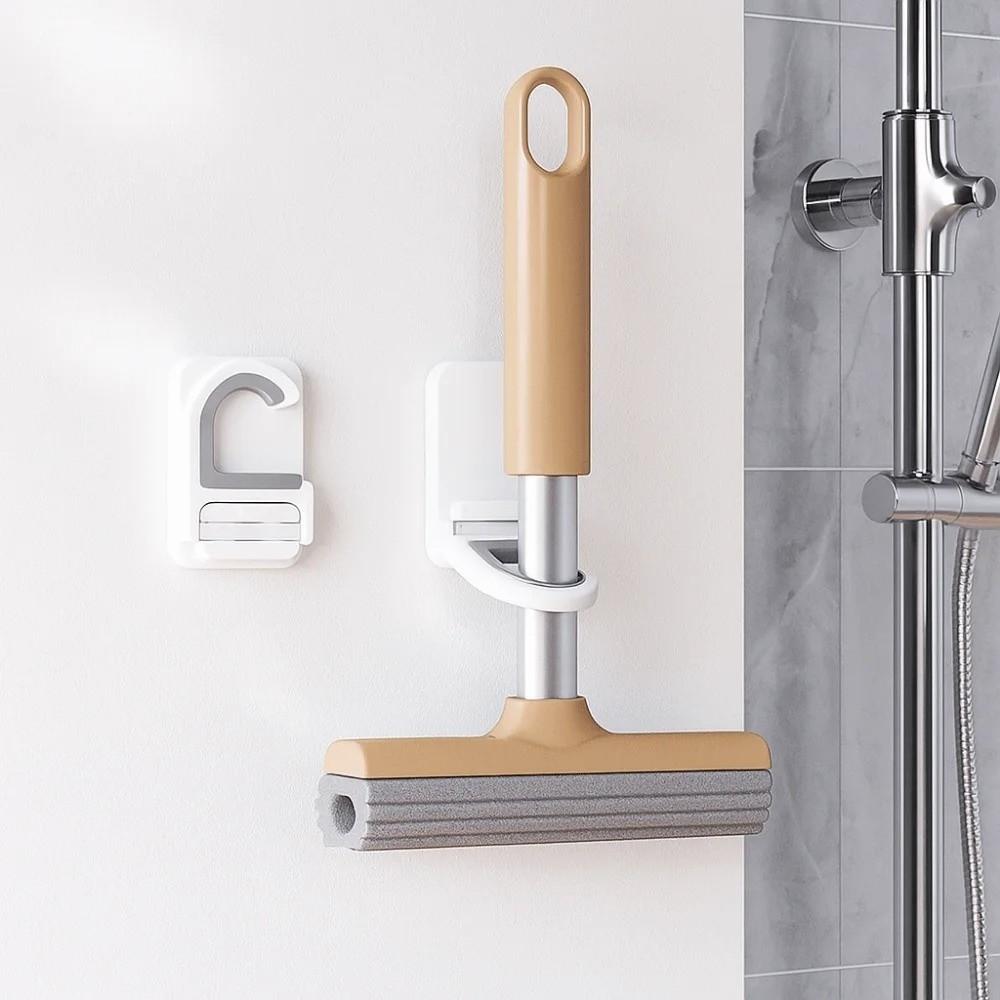 3pcs Wall Mount Mop Holder Self-Adhesive Hanger Storage Hook Utility Mop Clip  Home Organization